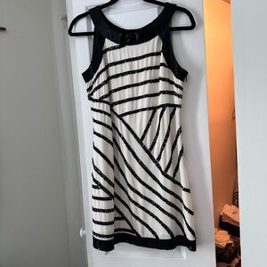 Black and White Halter Sequin Mini Dress